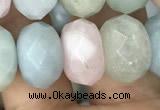 CRB3027 15.5 inches 8*14mm faceted rondelle morganite beads