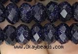 CRB3034 15.5 inches 5*8mm faceted rondelle blue goldstone beads