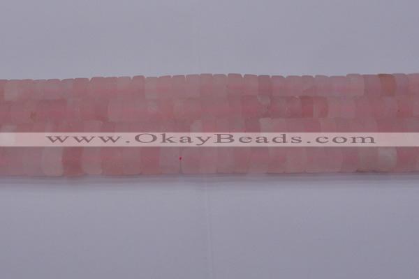 CRB311 15.5 inches 8*12mm tyre matte rose quartz beads wholesale