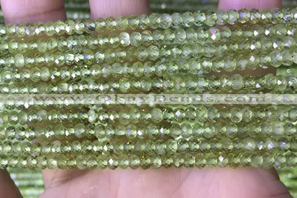 CRB3156 15.5 inches 2.5*4mm faceted rondelle tiny peridot beads