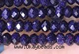 CRB3164 15.5 inches 2.5*4mm faceted rondelle tiny blue goldstone beads