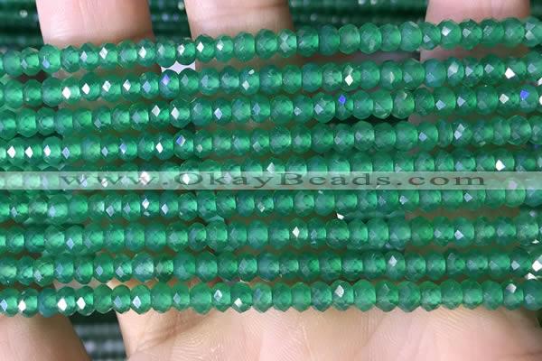 CRB3171 15.5 inches 2.5*4mm faceted rondelle tiny green agate beads