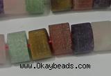 CRB328 15.5 inches 8*12mm tyre matte mixed gemstone beads