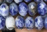 CRB4115 15.5 inches 5*8mm faceted rondelle blue spot stone beads