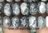 CRB4122 15.5 inches 5*8mm faceted rondelle grey picture jasper beads