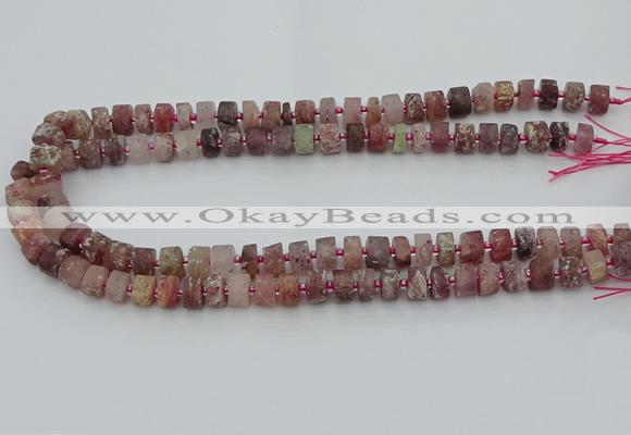 CRB460 15.5 inche 6*10mm tyre matte strawberry quartz gemstone beads