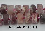 CRB461 15.5 inche 8*12mm tyre matte strawberry quartz gemstone beads