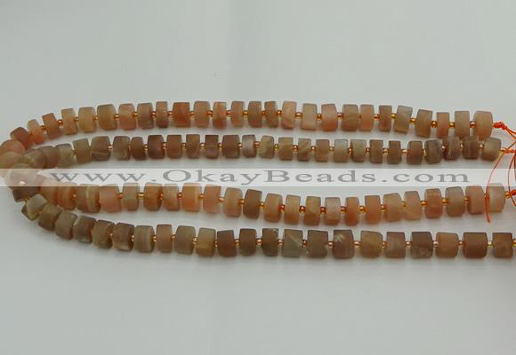 CRB463 15.5 inche 6*10mm tyre matte moonstone gemstone beads