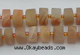 CRB464 15.5 inche 8*12mm tyre matte moonstone gemstone beads