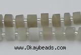 CRB465 15.5 inche 5*8mm tyre matte grey moonstone gemstone beads