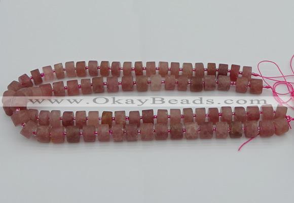 CRB479 15.5 inches 7*12mm tyre strawberry quartz beads wholesale