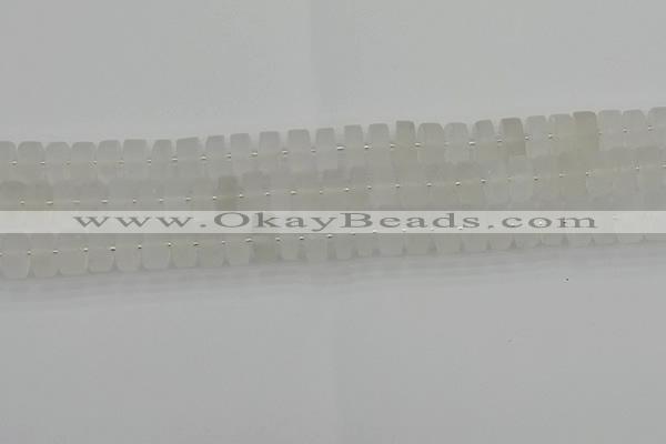 CRB500 15.5 inches 6*10mm tyre matte white crystal beads wholesale