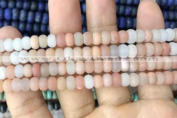 CRB5003 15.5 inches 4*6mm rondelle matte pink aventurine beads