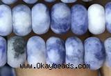 CRB5007 15.5 inches 4*6mm rondelle matte blue spot stone beads