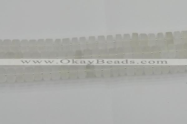 CRB501 15.5 inches 6*12mm tyre matte white crystal beads wholesale