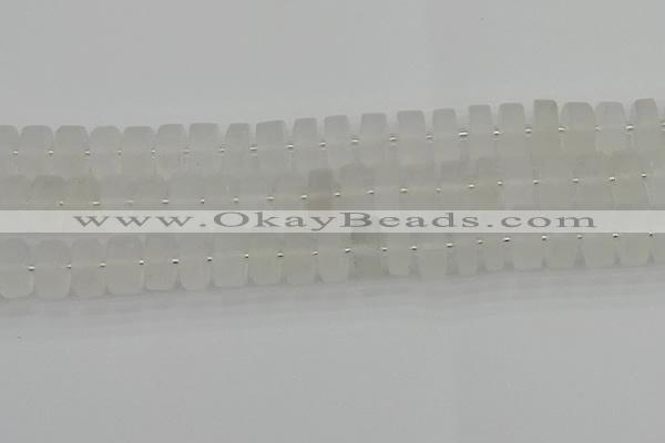 CRB502 15.5 inches 7*14mm tyre matte white crystal beads wholesale