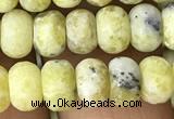 CRB5021 15.5 inches 4*6mm rondelle matte yellow pine turquoise beads