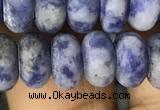 CRB5057 15.5 inches 5*8mm rondelle matte blue spot stone beads