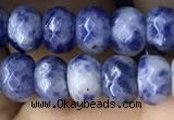 CRB5107 15.5 inches 4*6mm faceted rondelle blue spot stone beads