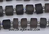 CRB512 15.5 inches 5*8mm tyre matte ice black obsidian beads