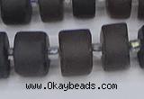 CRB515 15.5 inches 7*14mm tyre matte ice black obsidian beads