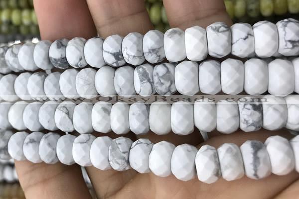 CRB5150 15.5 inches 5*8mm faceted rondelle white howlite beads