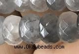 CRB5152 15.5 inches 5*8mm faceted rondelle cloudy quartz beads