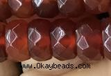 CRB5162 15.5 inches 5*8mm faceted rondelle red agate beads