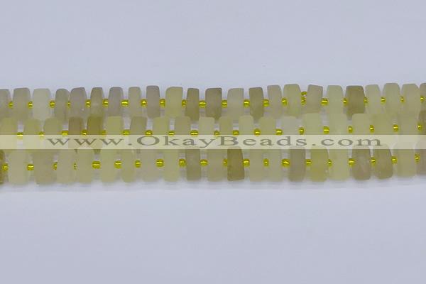 CRB520 15.5 inches 6*12mm tyre matte lemon quartz beads