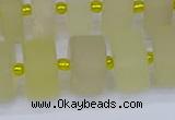 CRB521 15.5 inches 7*14mm tyre matte lemon quartz beads