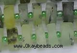 CRB527 15.5 inches 7*14mm tyre matte green rutilated quartz beads