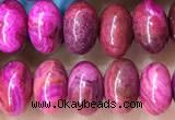 CRB5303 15.5 inches 4*6mm rondelle fuchsia crazy lace agate beads