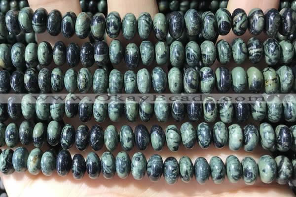 CRB5343 15.5 inches 5*8mm rondelle green picture jasper beads