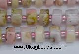 CRB542 15.5 inches 5*8mm tyre natural pink opal gemstone beads