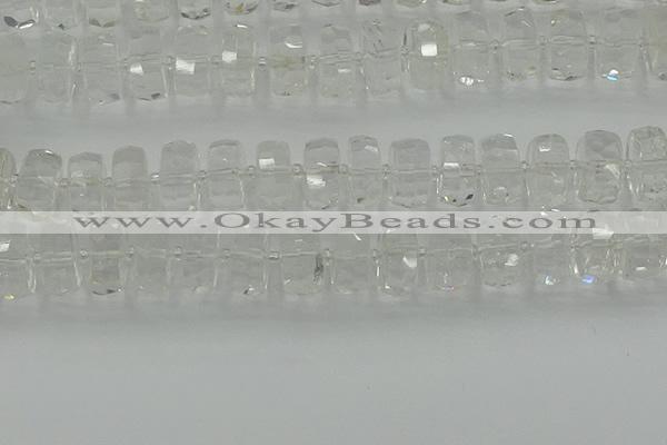 CRB553 15.5 inches 8*18mm faceted rondelle white crystal beads