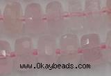 CRB557 15.5 inches 6*10mm faceted rondelle rose quartz beads