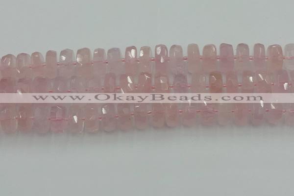 CRB560 15.5 inches 8*16mm faceted rondelle rose quartz beads