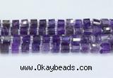 CRB5602 15.5 inches 7mm - 8mm faceted tyre amethyst beads