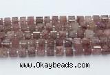 CRB5610 15.5 inches 7mm - 8mm faceted tyre strawberry quartz beads