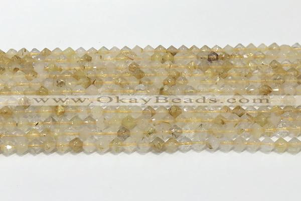 CRB5689 15 inches 4*4mm gold rutilated beads wholesale