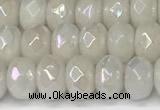 CRB5700 15 inches 5*8mm faceted rondelle AB-color white jade beads