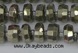 CRB597 15.5 inches 6*10mm faceted rondelle pyrite beads