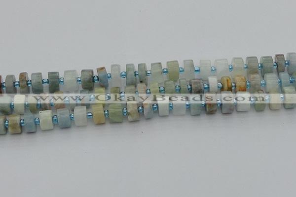 CRB646 15.5 inches 6*10mm tyre aquamarine gemstone beads