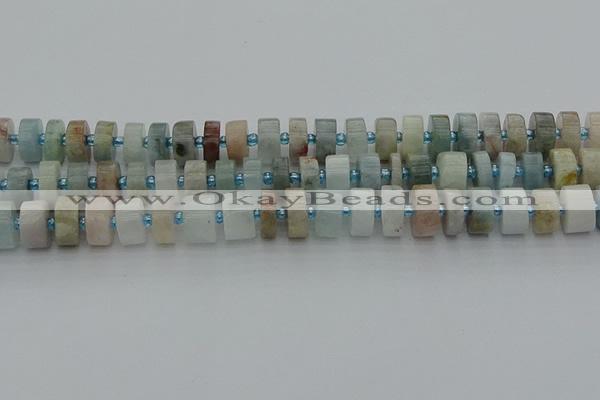 CRB647 15.5 inches 6*12mm tyre aquamarine gemstone beads