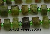 CRB664 15.5 inches 5*8mm tyre green garnet gemstone beads