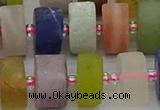 CRB683 15.5 inches 8*16mm tyre matte mixed gemstone beads