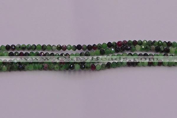 CRB702 15.5 inches 2.5*3mm faceted rondelle ruby zoisite beads