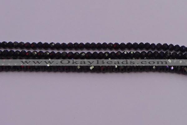 CRB721 15.5 inches 3*4mm faceted rondelle black tourmaline beads