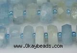 CRB802 15.5 inches 6*10mm faceted rondelle aquamarine beads