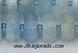 CRB805 15.5 inches 8*16mm faceted rondelle aquamarine beads